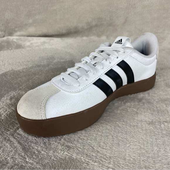 Adidas VL 3.0 Court Shoes Womens Size 7 White Black Classic Sneaker Casual - Picture 6 of 11